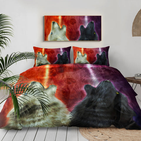Image of Black and White Wolves by KhaliaArt Bedding Set - Beddingify