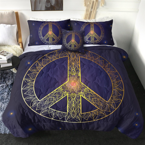 Image of 4 Pieces Mystic Peace Symbol Comforter Set - Beddingify