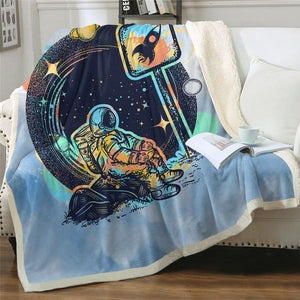 Watercolor Astronaut Art Cozy Soft Sherpa Blanket