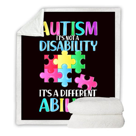 Image of It's Not Disability It's A Different Ability Autism Cozy Soft Sherpa Blanket