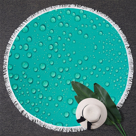 Image of Water Drops Round Beach Towel