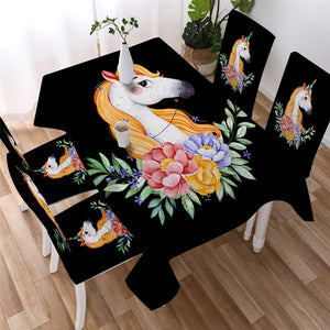 Floral Unicorn Waterproof Tablecloth  10