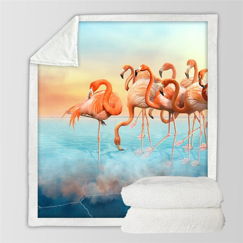 Image of Watercolor Flamingo Flamboyance Cozy Soft Sherpa Blanket