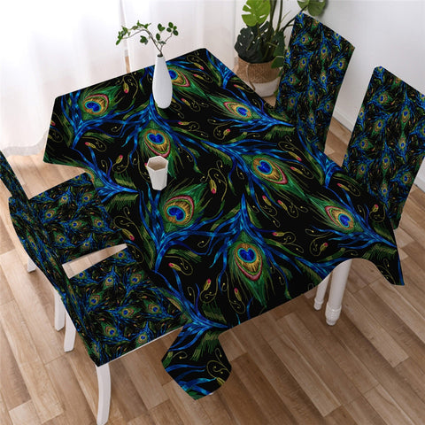 Image of Peacock Feather Waterproof Tablecloth