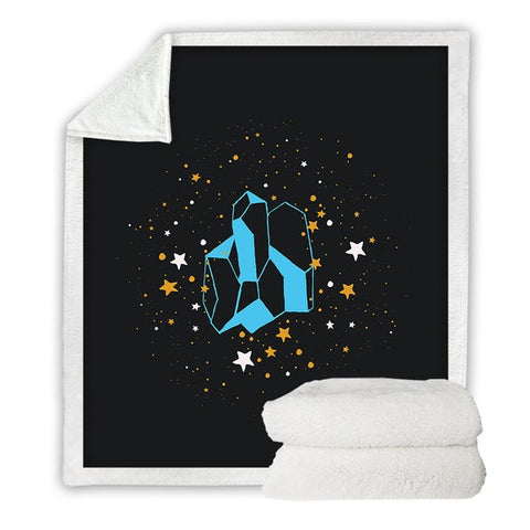 Image of Blue Crystals Stars Cozy Soft Sherpa Blanket