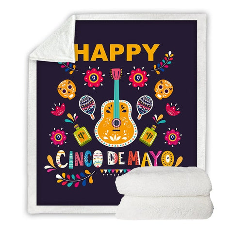 Image of Cino De Mayo Guitar Cozy Soft Sherpa Blanket