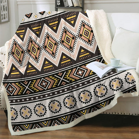 Image of Luxury Boho Geometric Pattern Soft Sherpa Blanket