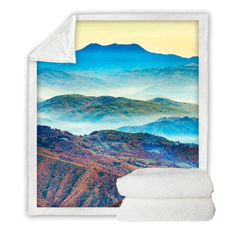 Image of Scenery Mountain Picture Cozy Soft Sherpa Blanket