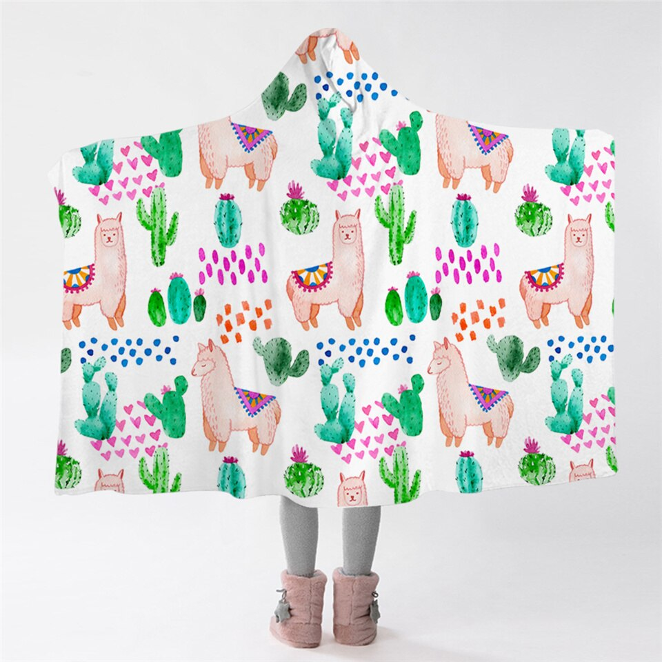 Llamas & Cacti BLLM0971 Hooded Blanket
