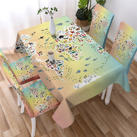 Image of World Map Waterproof Tablecloth  05
