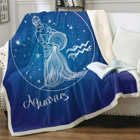 Image of Aquarius Zodiac Sign Twelve Constellations Soft Sherpa Blanket