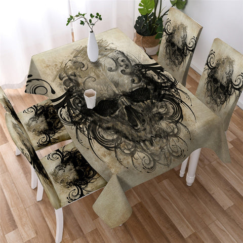 Image of Gothic Vivid Skull Waterproof Tablecloth  03