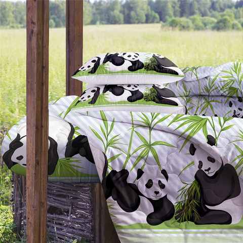 Image of 4 Pieces Bamboo Pandas Comforter Set - Beddingify