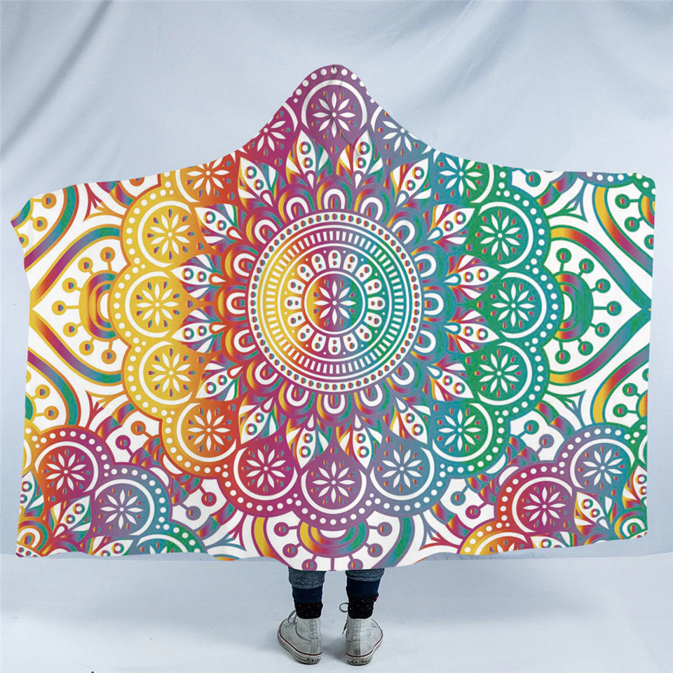 Warm Color Mandala Hooded Blanket