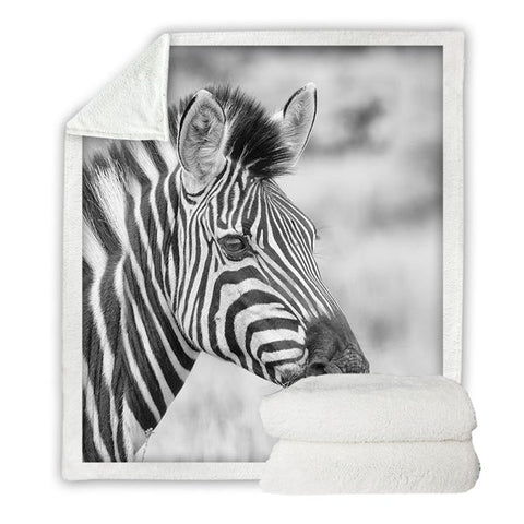 Image of Black And White Zebra Wild Animal Soft Sherpa Blanket