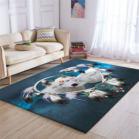 Image of 3D Wolf Couple Space Rug