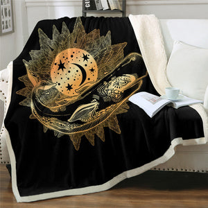 Golden Moon Artistic Whale Soft Sherpa Blanket