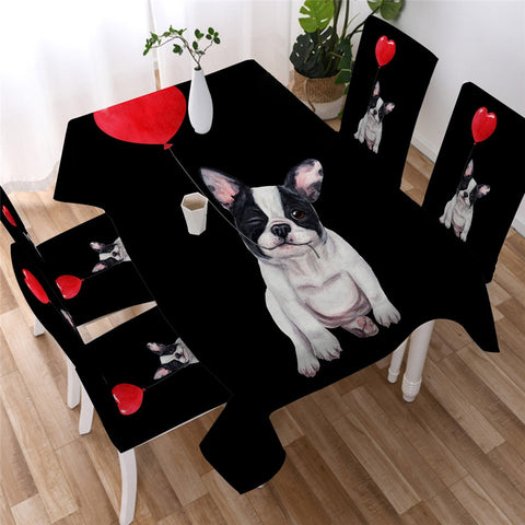 Image of Monogram Cartoon Dog Table Cloth Waterproof 13