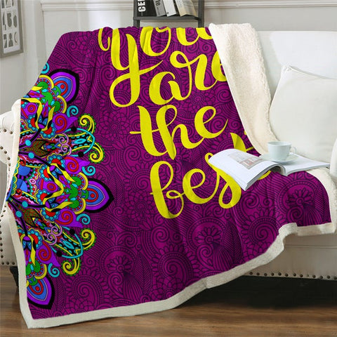 Image of Your Are The Best Mandala Pattern Cozy Soft Sherpa Blanket