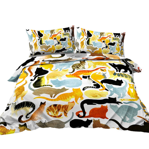 Image of Black Cat Duvet Cover Set Cartoon Animal Bedding 13