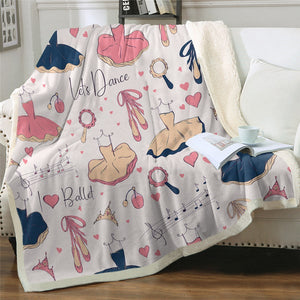 Lovely Let's Dance Dress Pattern Cozy Soft Sherpa Blanket