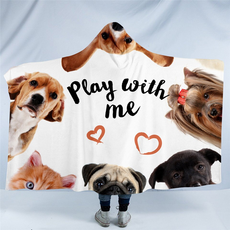 Play With Me Doggies Hooded Blanket