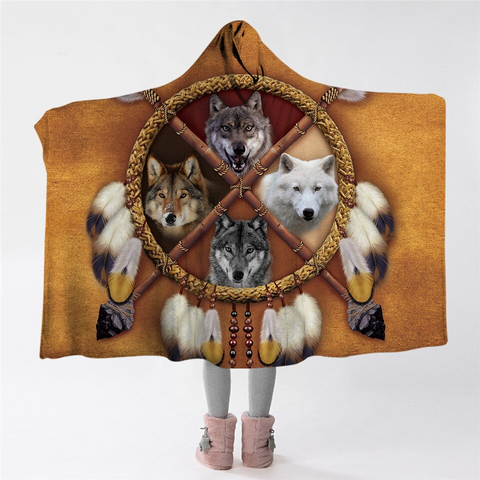 Image of Tribal Wolfpack Hooded Blanket