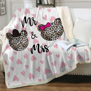 Leopard Mouse Head Mr And Mrs Cozy Soft Sherpa Blanket