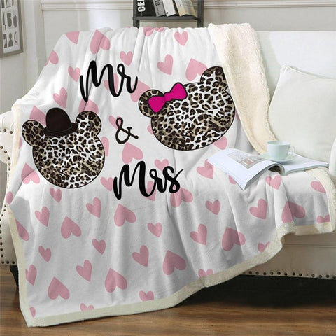 Image of Leopard Mouse Head Mr And Mrs Cozy Soft Sherpa Blanket