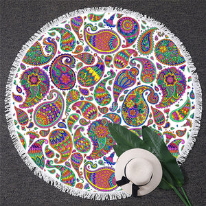 Abstract Floral Round Beach Towel