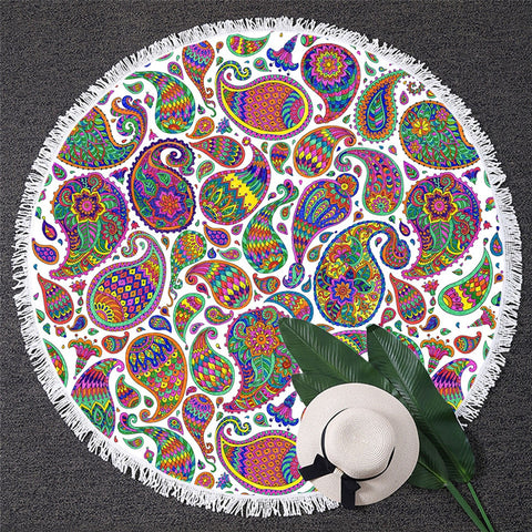 Image of Abstract Floral Round Beach Towel