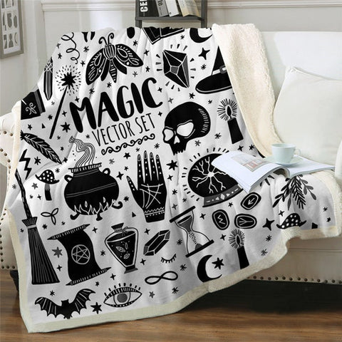 Image of Witchcraft Magic Vector Set Pattern Soft Sherpa Blanket