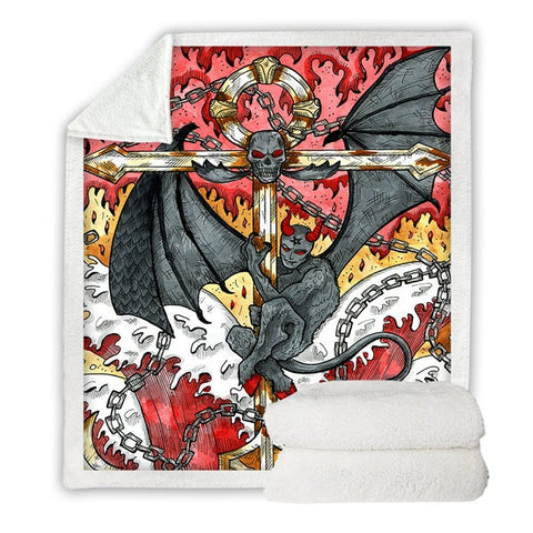 Image of Devil Bat Red Cozy Soft Sherpa Blanket