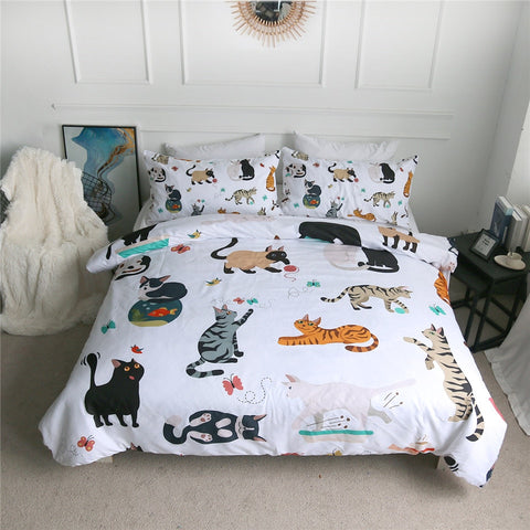 Image of Black Cat Duvet Cover Set Cartoon Animal Bedding 02