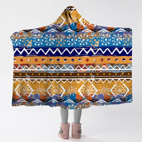 Image of Line Decoration Hooded Blanket