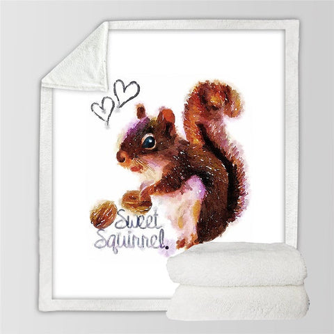 Image of Watercolor Sweet Squirrel And Nuts Cozy Soft Sherpa Blanket