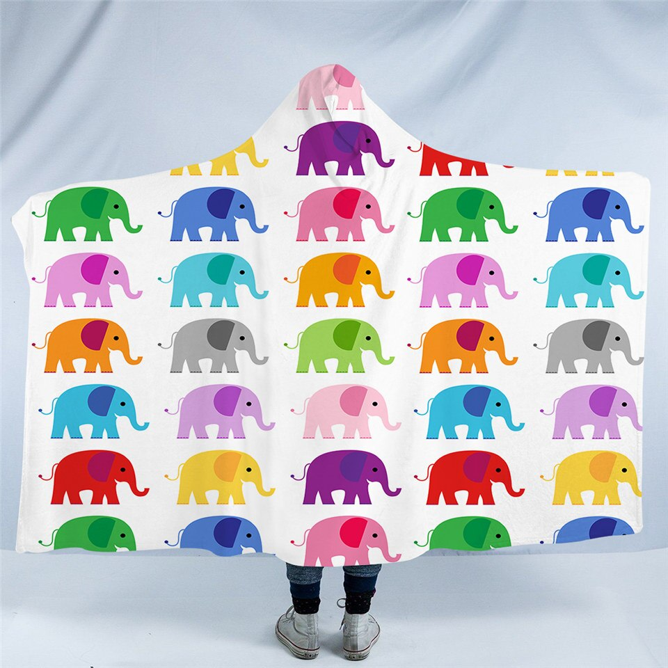 Elephant Colored Shapes Hooded Blanket
