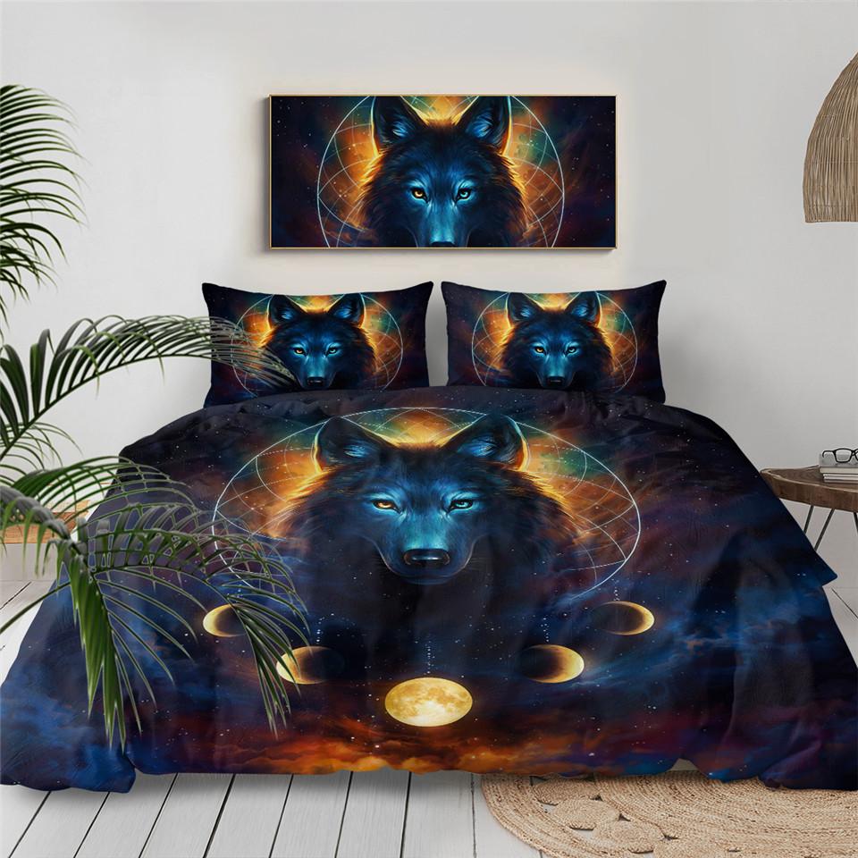 Moon Eclipse Wolf by JoJoesArt Comforter Set - Beddingify
