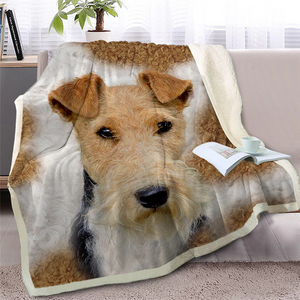 3D Printed Cute Terrier Dog Soft Sherpa Blanket