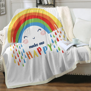 Make Me Happy Colorful Rainbow Cozy Soft Sherpa Blanket