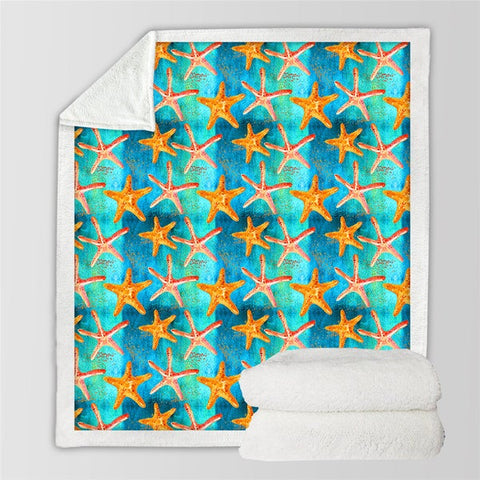 Image of Starfish Pattern Painting Soft Sherpa Blanket