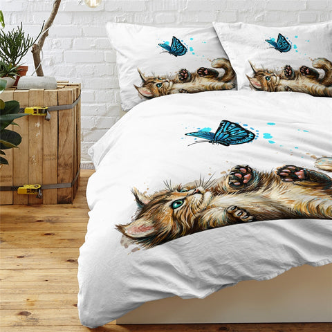 Image of Black Cat Duvet Cover Set Cartoon Animal Bedding 12