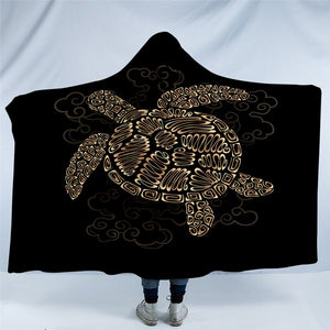 Golden Lined Turtle Hooded Blanket