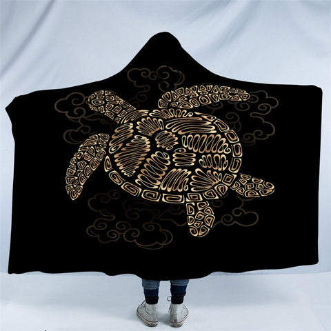 Image of Golden Lined Turtle Hooded Blanket