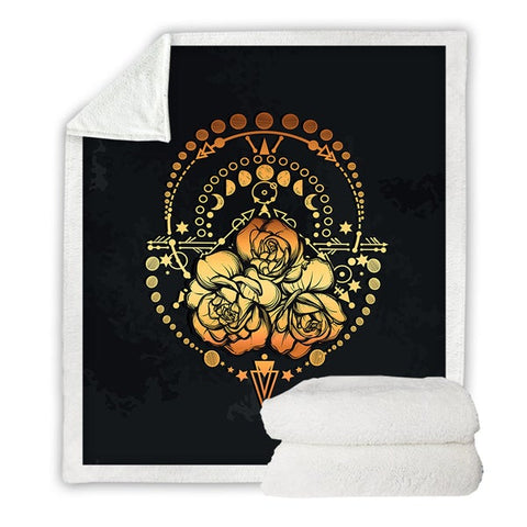 Image of Golden Rose Moon Phase Soft Sherpa Blanket