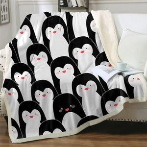 Cute Cartoon Penguin Cozy Soft Sherpa Blanket