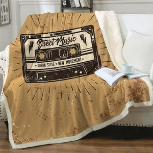 Vintage Retro Mixtape Cozy Soft Sherpa Blanket