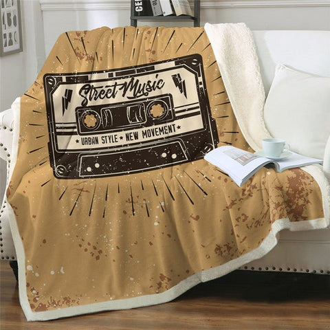 Image of Vintage Retro Mixtape Cozy Soft Sherpa Blanket