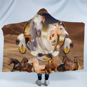 Horses Hooded Blanket