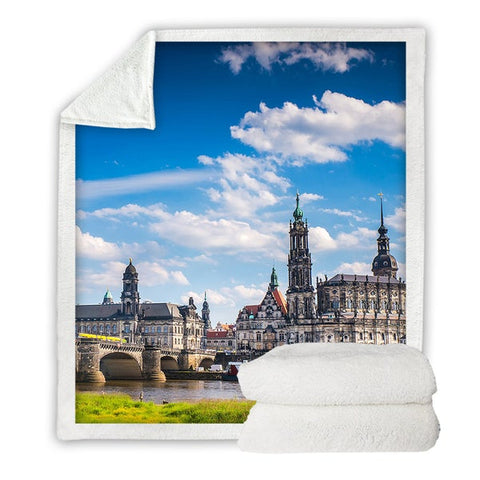 Image of Dresden Elbe Valley Photograph Cozy Soft Sherpa Blanket